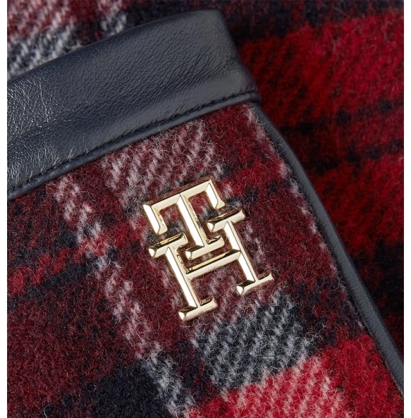 Δερμάτινα γάντια TOMMY HILFIGER Check 15362 Μπλε με καρό μοτίβο