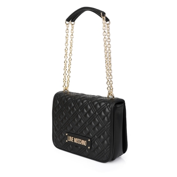 Τσάντα LOVE MOSCHINO Shoulder Bag 4000 Μαύρο Καπιτονέ με Χρυσό