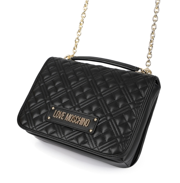 Τσάντα LOVE MOSCHINO Shoulder Bag 4000 Μαύρο Καπιτονέ με Χρυσό