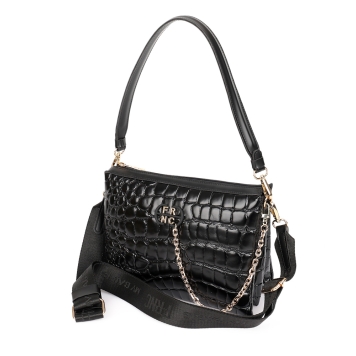 Τσαντά χιαστί FRNC 5900 Μαύρο Κροκό
