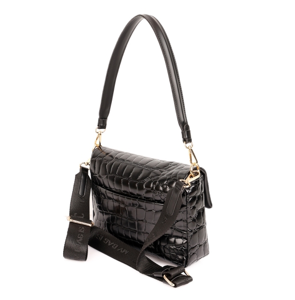 Τσαντά ώμου FRNC 5901 Μαύρο Κροκό