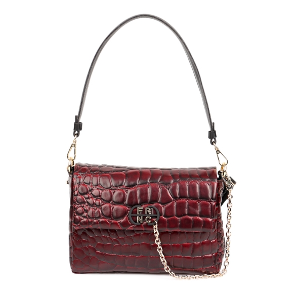 Τσαντά ώμου FRNC 5901 Μπορντό Κροκό