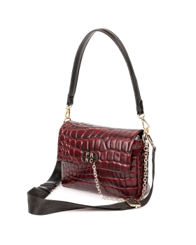 Τσαντά ώμου FRNC 5901 Μπορντό Κροκό