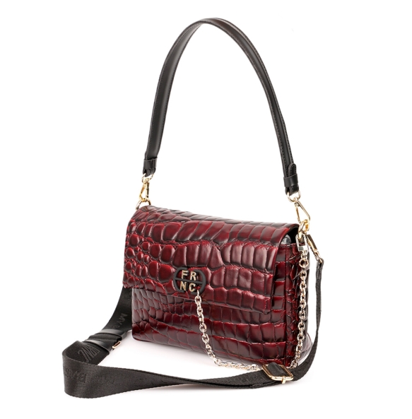 Τσαντά ώμου FRNC 5901 Μπορντό Κροκό