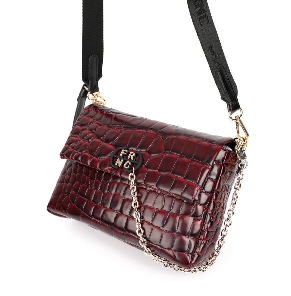 Τσαντά ώμου FRNC 5901 Μπορντό Κροκό