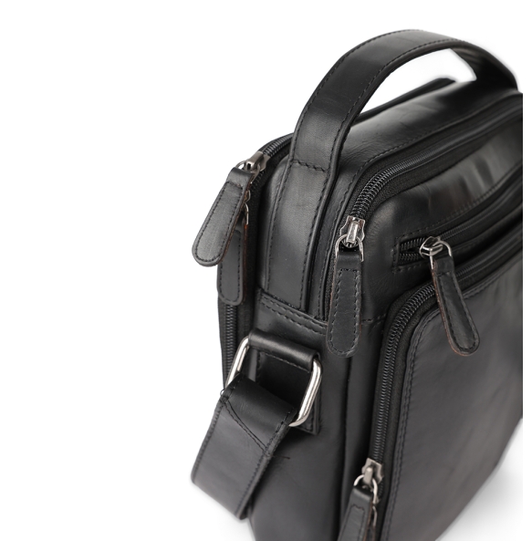 Τσαντάκι χιαστί RCM Leather H14/S Μαύρο