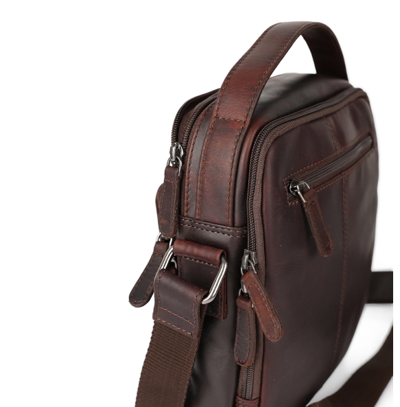 Τσαντάκι χιαστί RCM Leather H14/S Καφέ