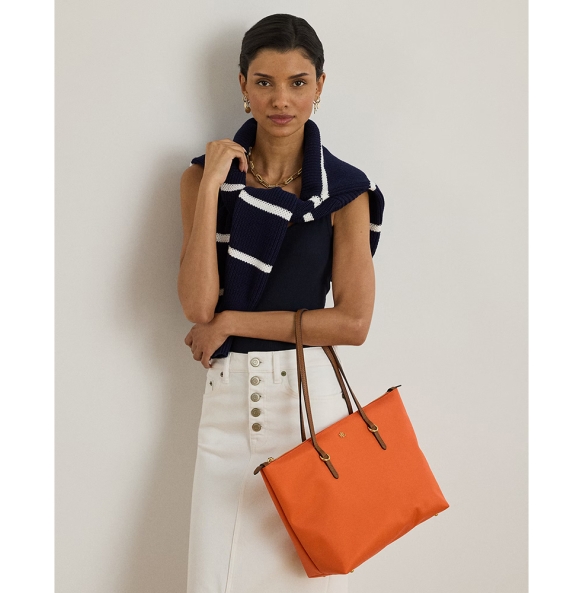 Τσάντα RALPH LAUREN Medium Keaton Nylon Tote Bag 431916737/050 Πορτοκαλί