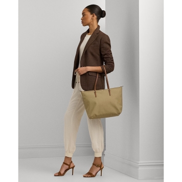 Τσάντα RALPH LAUREN Large Keaton Nylon Tote Bag 431950007/003 Σκούρο Μπεζ