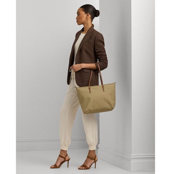 Τσάντα RALPH LAUREN Large Keaton Nylon Tote Bag 431950007/003 Σκούρο Μπεζ