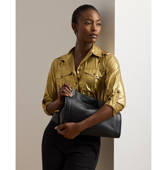 Τσάντα RALPH LAUREN Leather Large Bradley Tote Bag 431969352 Μαύρο