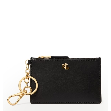 Καρτοθήκη RALPH LAUREN Leather Zip Card Case 432876731/002 Μαύρο