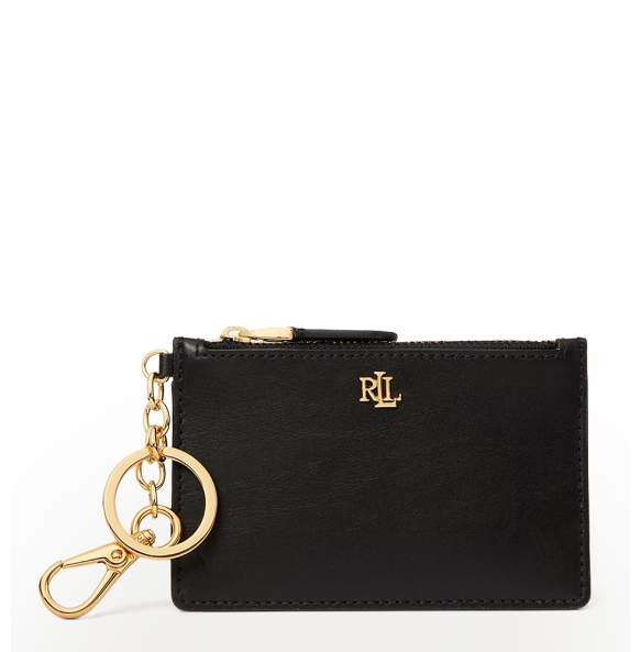Καρτοθήκη RALPH LAUREN Leather Zip Card Case 432876731/002 Μαύρο