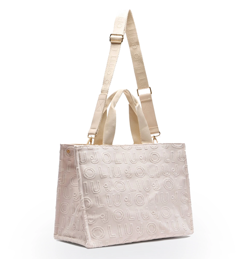 Τσάντα ώμου Liu Jo Shopping Beige jacquard tote bag