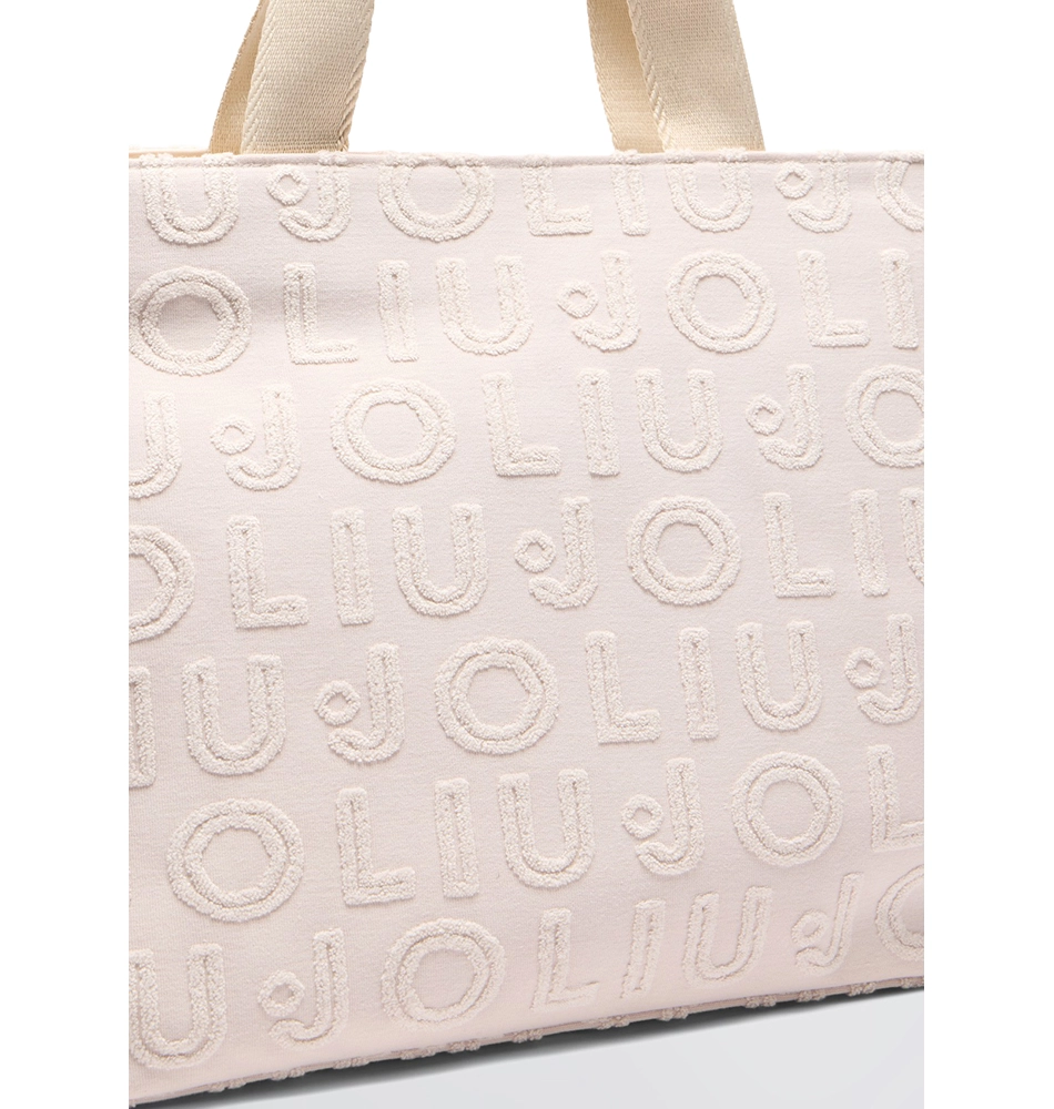 Τσάντα ώμου Liu Jo Shopping Beige jacquard tote bag