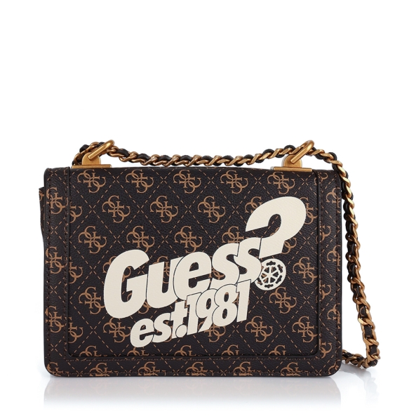 Τσάντα GUESS Abey Flap Convertible HWSZ8558190 Καφέ