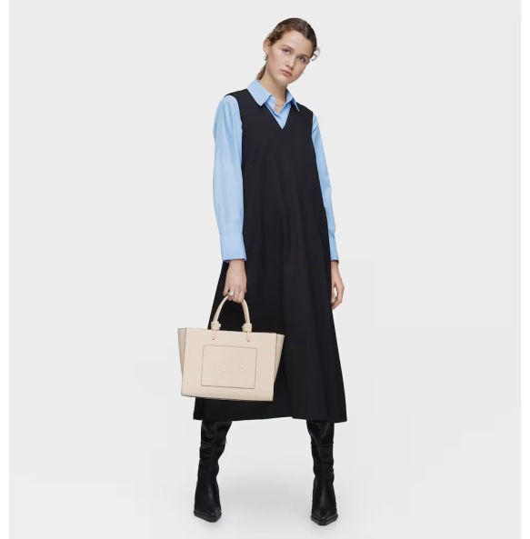 Τσάντα TOUS Shopper Medium Amaya La Rue New 2002025601 Μπεζ