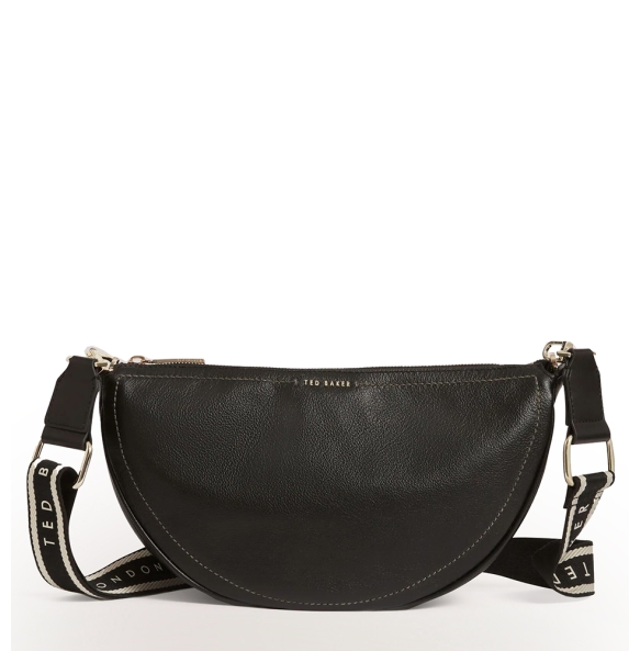 Τσάντα TED BAKER Lorreen Webbing Leather Half Moon Bag 281395 Μαύρο