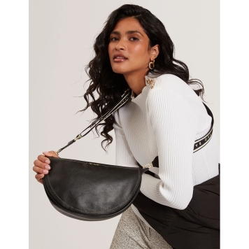 Τσάντα TED BAKER Lorreen Webbing Leather Half Moon Bag 281395 Μαύρο