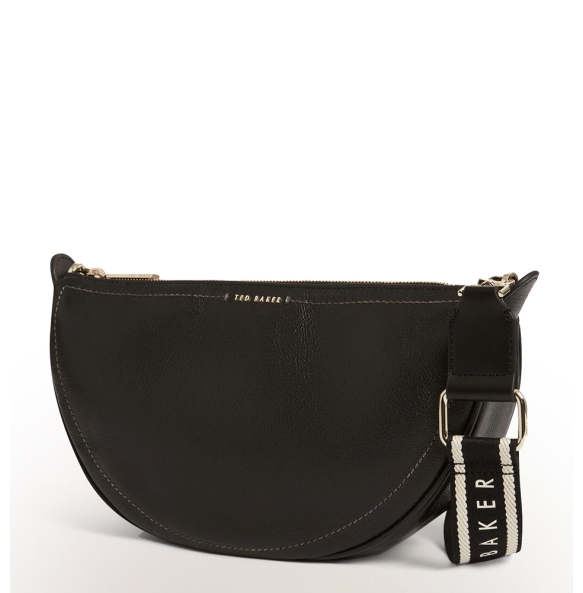 Τσάντα TED BAKER Lorreen Webbing Leather Half Moon Bag 281395 Μαύρο