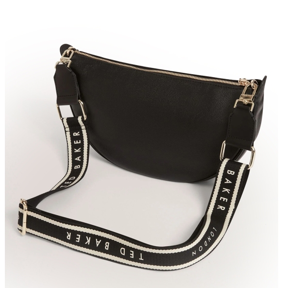 Τσάντα TED BAKER Lorreen Webbing Leather Half Moon Bag 281395 Μαύρο