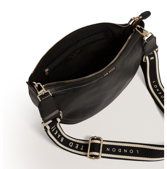 Τσάντα TED BAKER Lorreen Webbing Leather Half Moon Bag 281395 Μαύρο