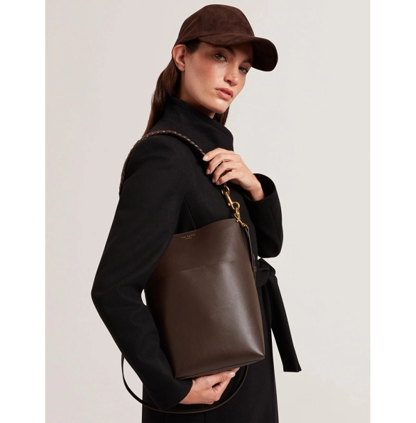 Τσάντα TED BAKER Wannda Leather Medium Bucket Bag 281740 Καφέ