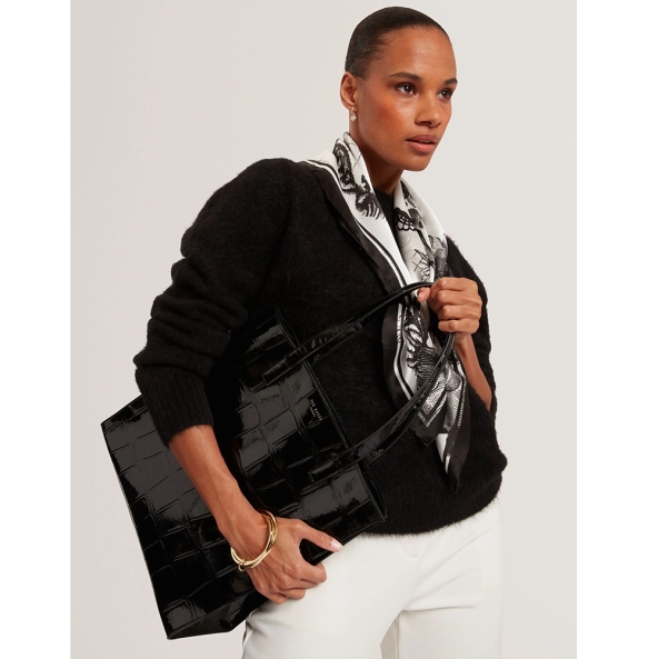Τσάντα TED BAKER Vannda Croc Large Icon Bag 281935 Μαύρο