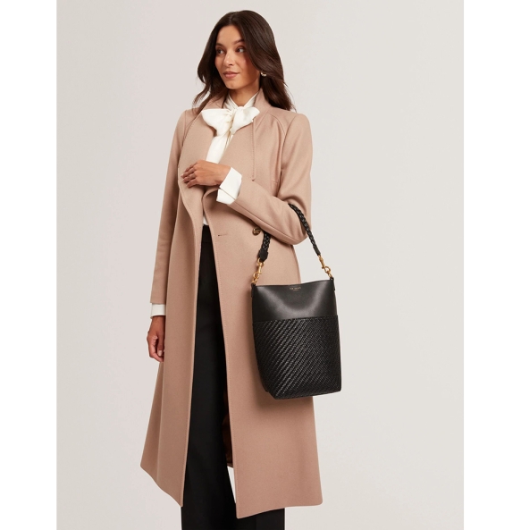 Τσάντα TED BAKER Wyynie Elongated Woven Leather Bucket Bag 282302 Μαύρο