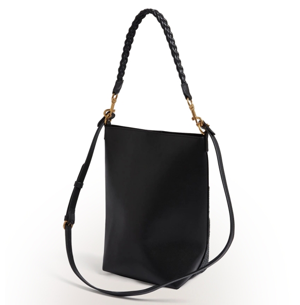 Τσάντα TED BAKER Wyynie Elongated Woven Leather Bucket Bag 282302 Μαύρο