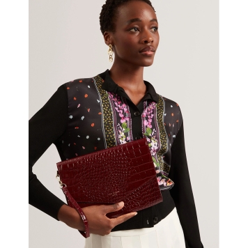 Φάκελος TED BAKER Wesslie Croc Envelope Pouch 282510 Μπορντό