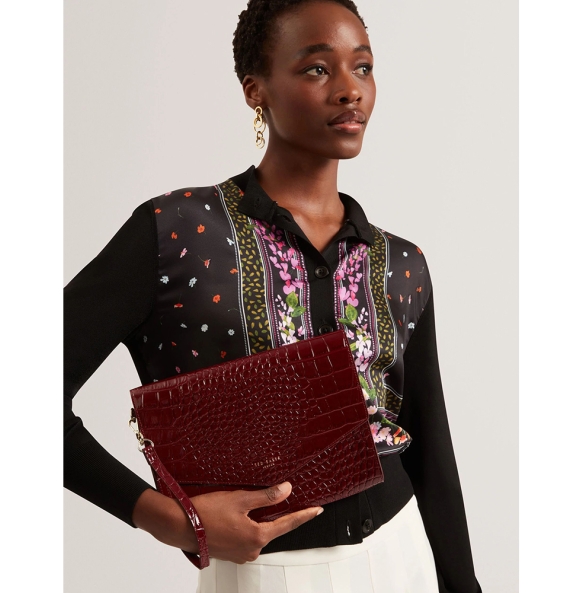 Φάκελος TED BAKER Wesslie Croc Envelope Pouch 282510 Μπορντό