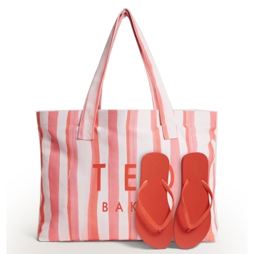 Τσάντα Θαλάσσης TED BAKER Octavy Beach Bag & Flip Flops 284245 Ροζ