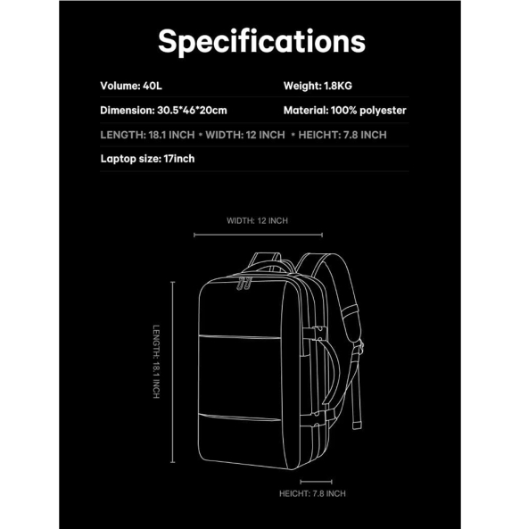 Σακίδιο πλάτης BANGE vacuum Laptop 17,3” 3028 36lt Μαύρο Σακίδιο πλάτης BANGE vacuum Laptop 17,3” 3028 36lt Μαύρο