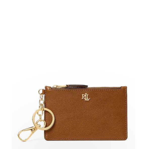 Καρτοθήκη RALPH LAUREN Leather Zip Card Case 432876731/001 Ταμπά