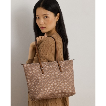 Τσάντα RALPH LAUREN Medium Keaton Nylon Tote Bag 431916737/039 Καφέ