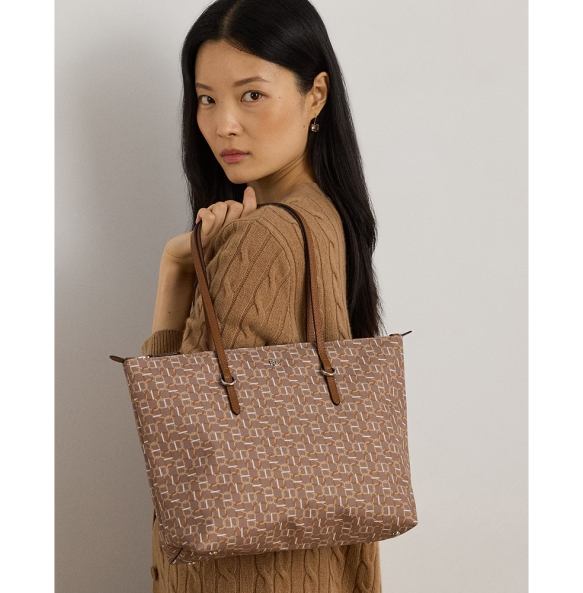 Τσάντα RALPH LAUREN Medium Keaton Nylon Tote Bag 431916737/039 Καφέ