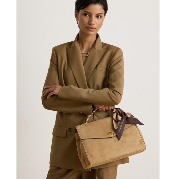Τσάντα RALPH LAUREN Medium Farrah 431P18402 Κάμελ