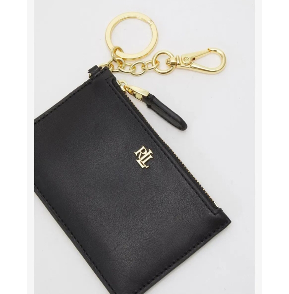 Καρτοθήκη RALPH LAUREN Leather Zip Card Case 432876731/002 Μαύρο
