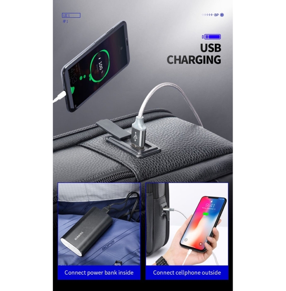 Δερμάτινο σακίδιο πλάτης BOPAI 61-121561 24lt Μαύρο