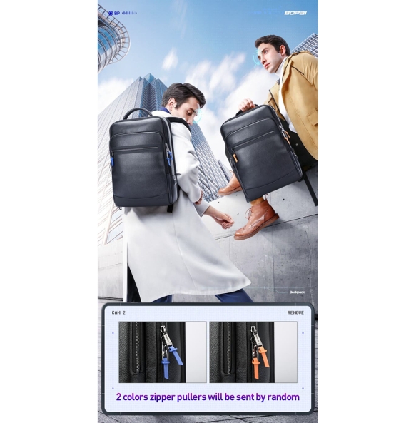 Δερμάτινο σακίδιο πλάτης BOPAI 61-121561 24lt Μαύρο