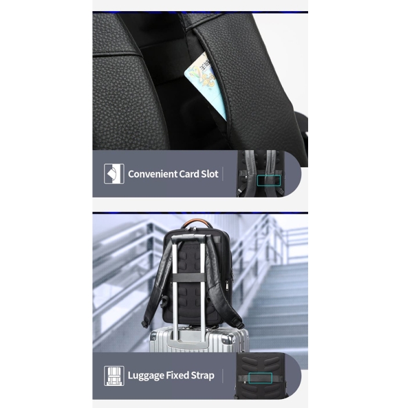 Δερμάτινο σακίδιο πλάτης BOPAI 61-121561 24lt Μαύρο