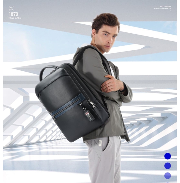 Δερμάτινο σακίδιο πλάτης BOPAI 61-122101 24lt Μαύρο