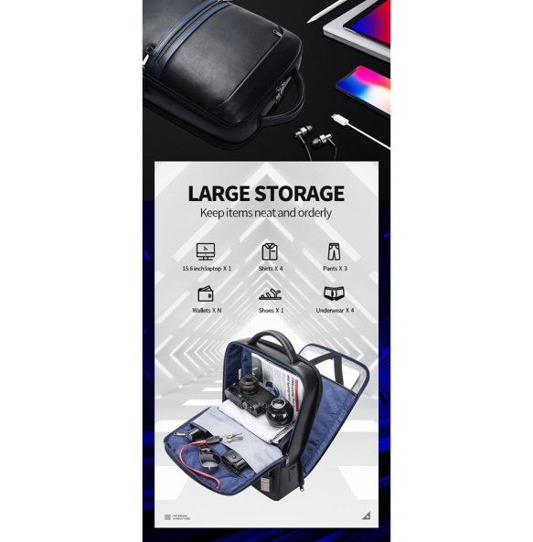 Δερμάτινο σακίδιο πλάτης BOPAI 61-122101 24lt Μαύρο