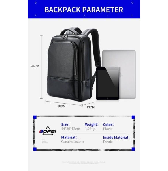 Δερμάτινο σακίδιο πλάτης BOPAI 61-70111 24lt Μαύρο