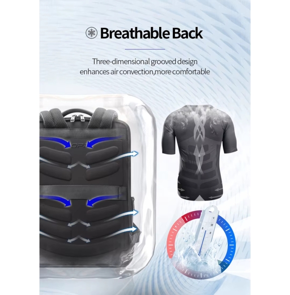 Δερμάτινο σακίδιο πλάτης BOPAI 61-70111 24lt Μαύρο