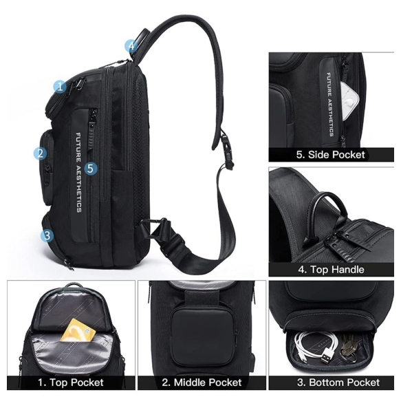 Σακίδιο χιαστί Sling Bag BANGE 7086 Μαύρο