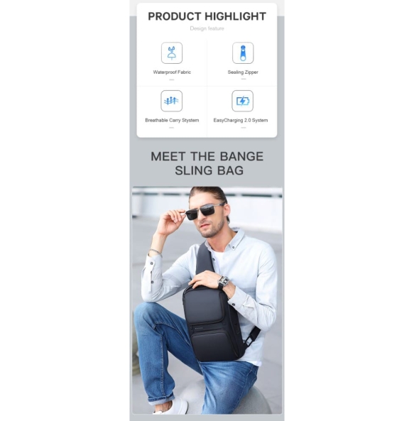 Σακίδιο χιαστί Sling Bag BANGE 7258 Μαύρο Σακίδιο χιαστί Sling Bag BANGE 7258 Μαύρο