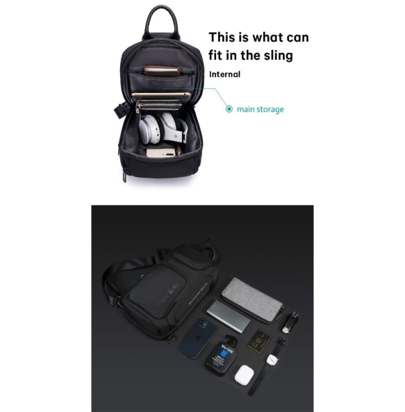 Σακίδιο χιαστί Sling Bag BANGE 7565 Μαύρο