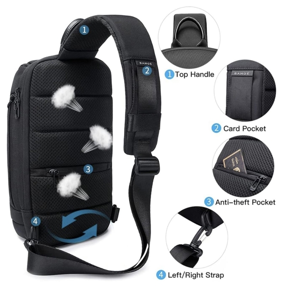 Σακίδιο χιαστί Sling Bag BANGE 7565 Μαύρο